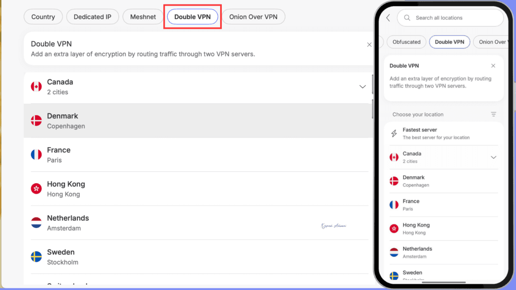 NordVPN…Double VPN Settings
