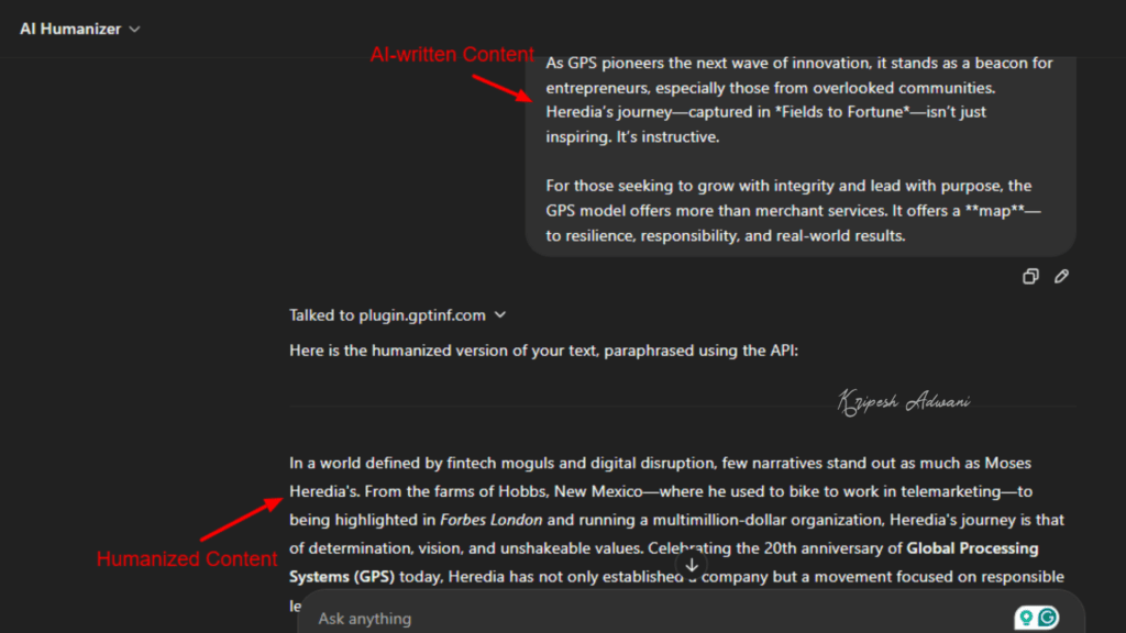 15 Best FREE Custom GPTs on GPT Store (2026) 6 AI Humanizer Example 2