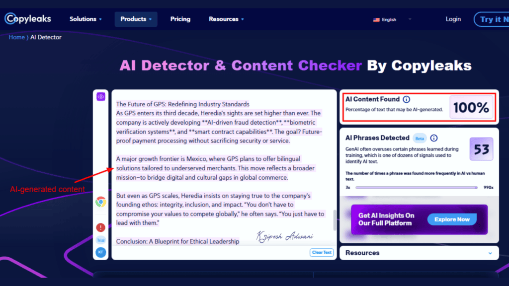 15 Best FREE Custom GPTs on GPT Store (2026) 7 Copyleaks result for AI generated content 1