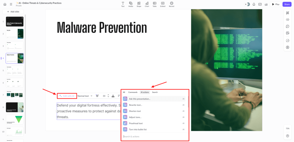 11 Best AI Presentation Makers (2026) - These AI Tools Will Blow Your Presentation Mind 13 Pitch - AI Text Editing