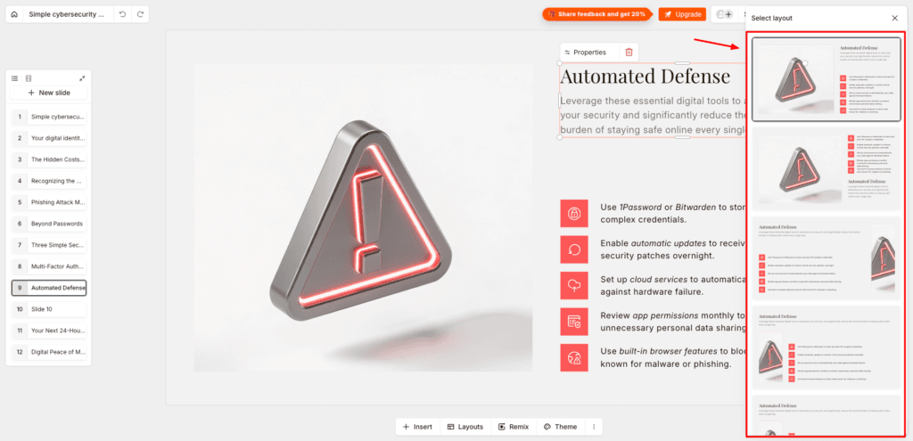 11 Best AI Presentation Makers (2026) - These AI Tools Will Blow Your Presentation Mind 8 Presentations AI - layouts