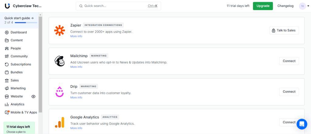 Uscreen integrations