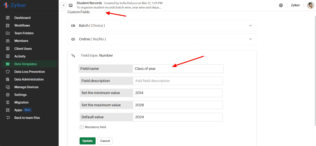 Zoho WorkDrive Review - Better Than Google Drive? 18 Zoho WorkDrive - Data templates