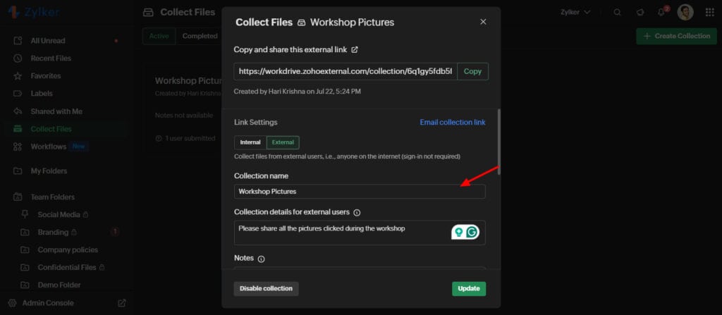 Zoho WorkDrive Review - Better Than Google Drive? 13 Zoho WorkDrive - File Requests