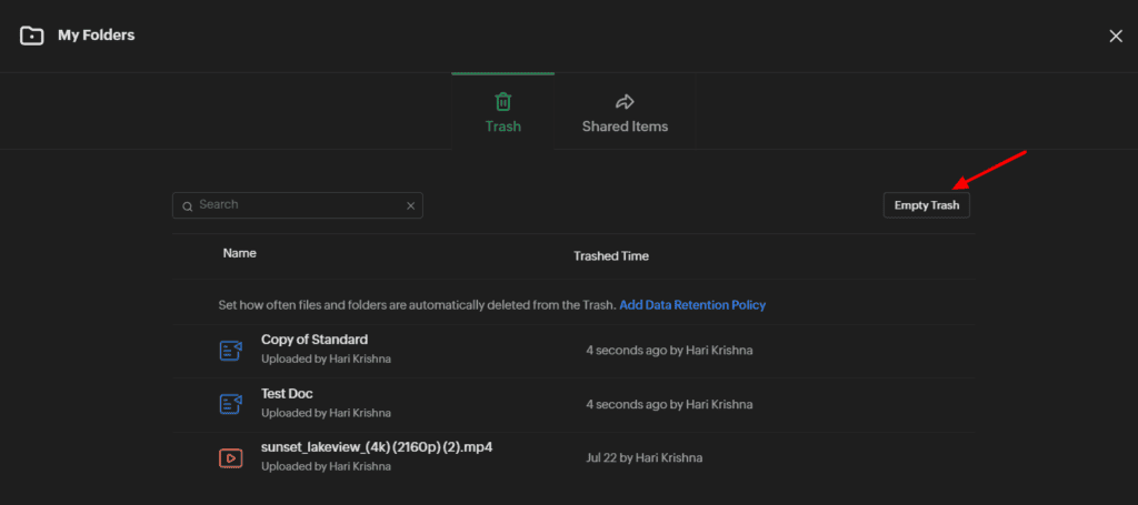 Zoho WorkDrive Review - Better Than Google Drive? 9 Zoho WorkDrive -Trash folder
