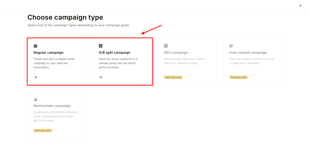 8 Best Free Email Marketing Tools (2026) -Really FREE 3 Mailerlite campaign types