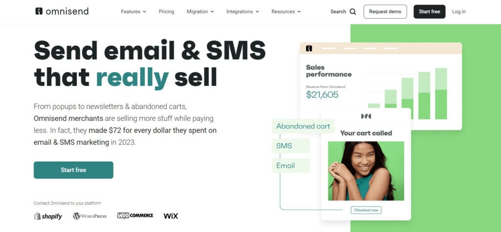 8 Best Free Email Marketing Tools (2026) -Really FREE 14 Omnisend homepage