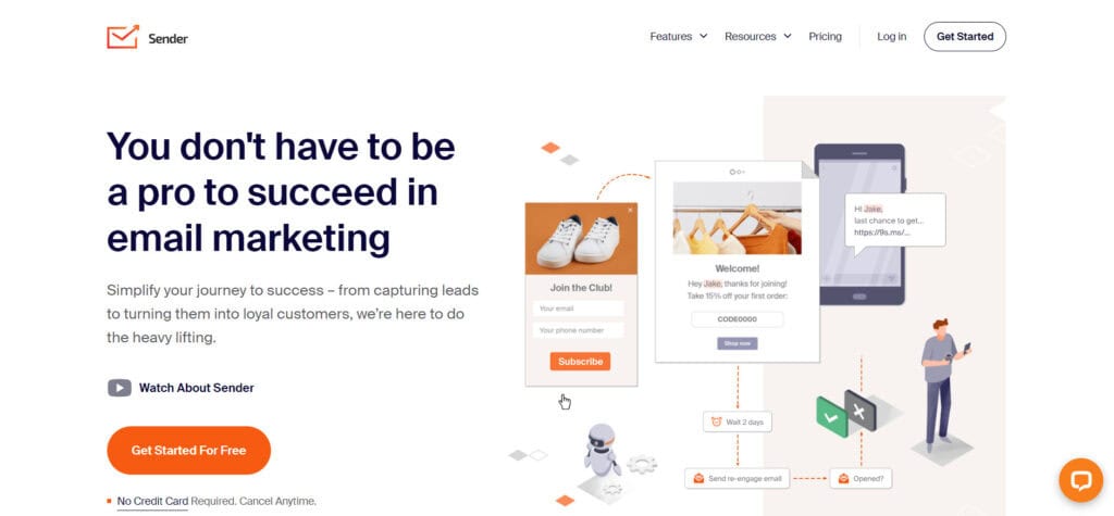 8 Best Free Email Marketing Tools (2026) -Really FREE 18 Sender homepage