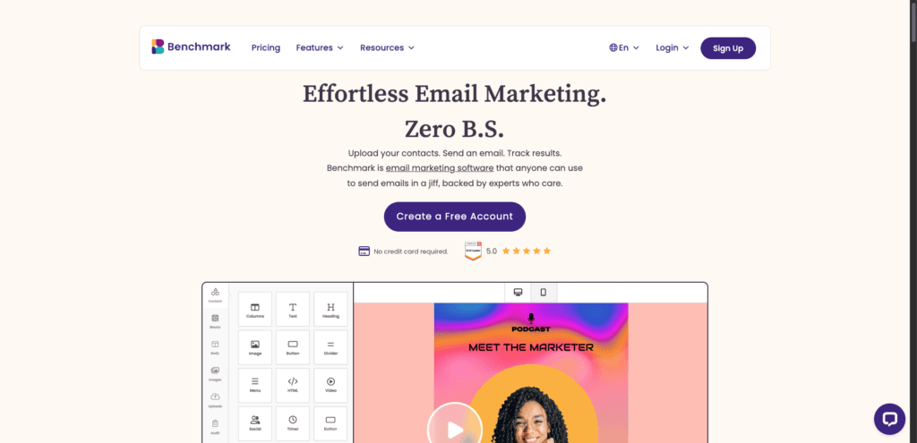 Benchmark Email - homepage
