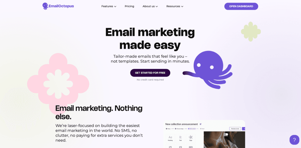 EmailOctopus - homepage