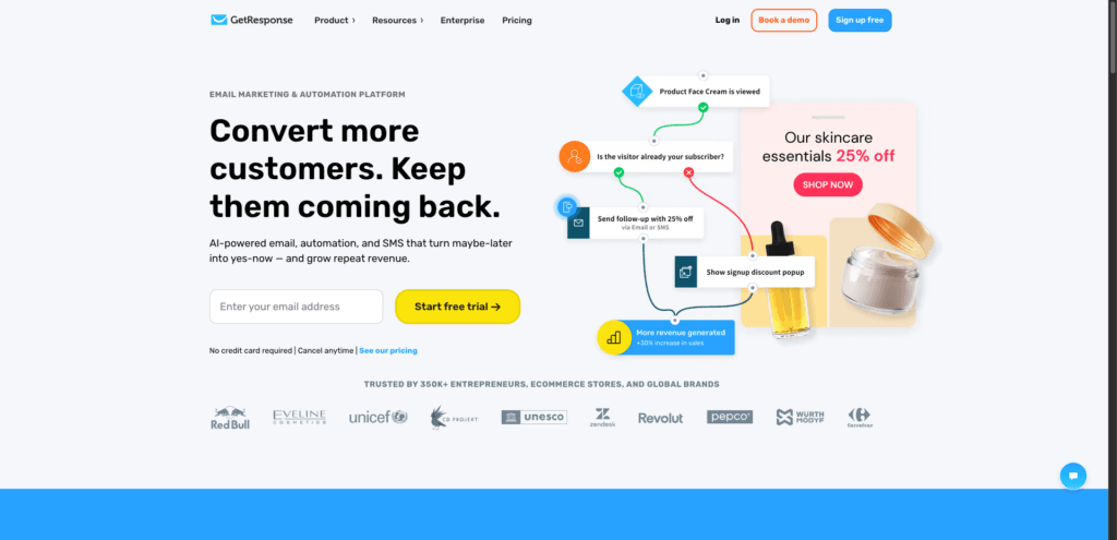 GetResponse home page

