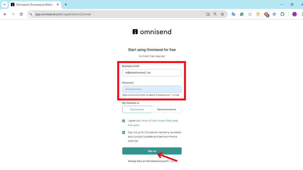 Omnisend Black Friday Deal 2025 (30% OFF for 3 months) 2 Step 2_ Sign up for a New Account