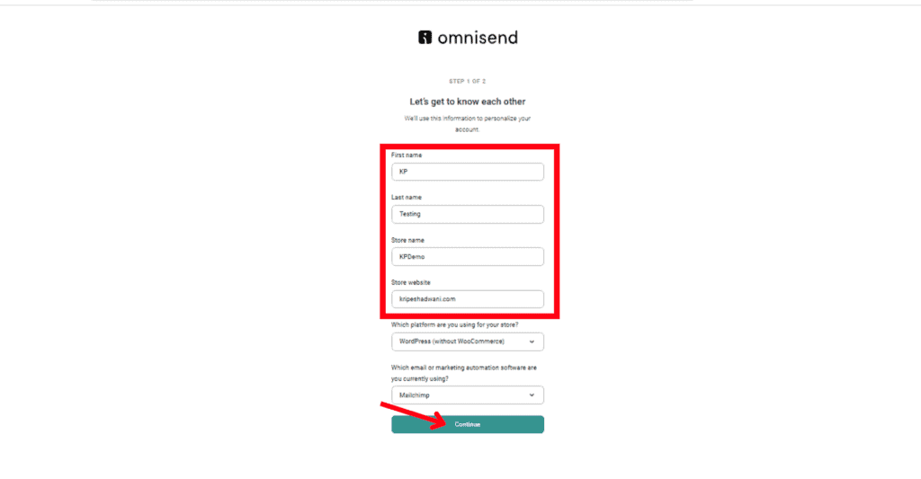Omnisend Black Friday Deal 2025 (30% OFF for 3 months) 3 Step 3_ Enter Business Details