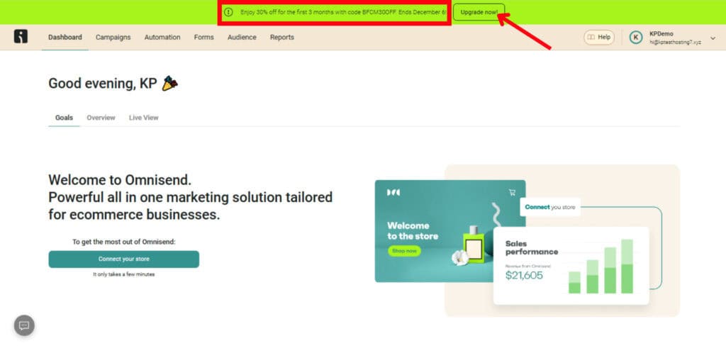 Omnisend Black Friday Deal 2025 (30% OFF for 3 months) 4 Step 4_ Navigate the Dashboard