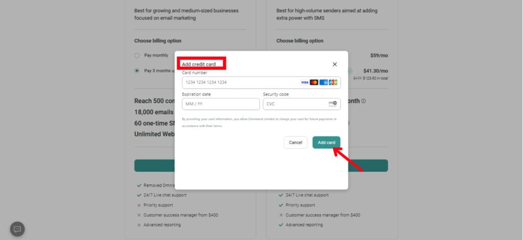 Omnisend Black Friday Deal 2025 (30% OFF for 3 months) 7 Step 7_ Pay to Claim the Offer