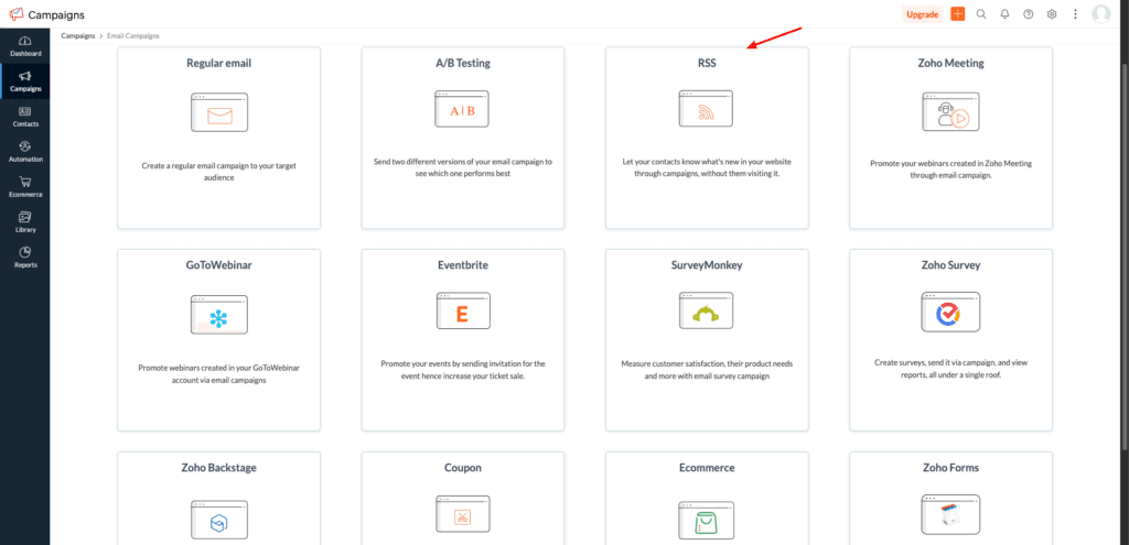 Zoho Campaigns - email campaign types
