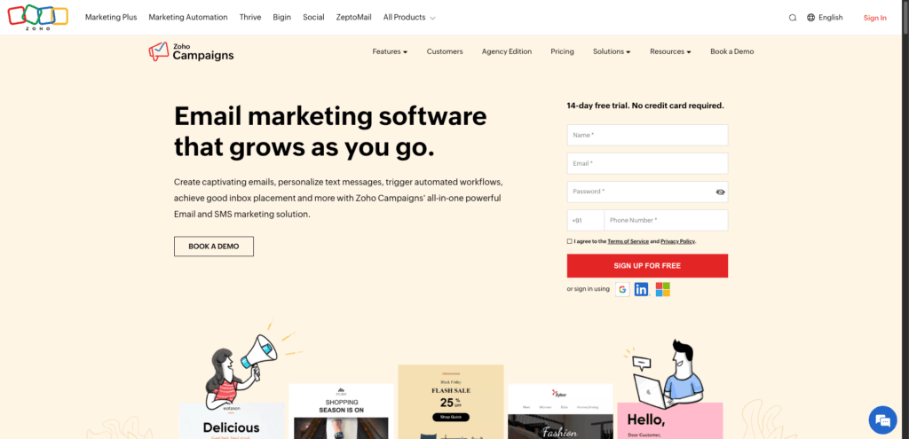 Zoho Campaigns - homepage
