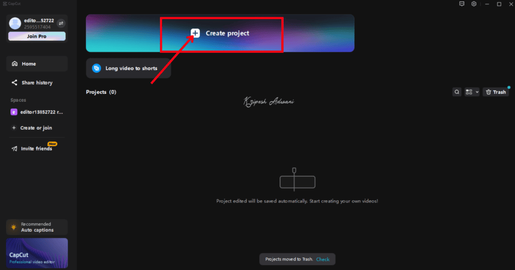 How To Use CapCut in India (2026) 10 4 Create project