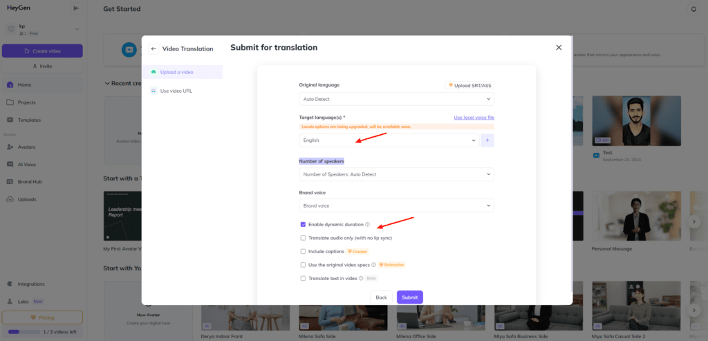 5 Best AI Dubbing Tools (2026) - Dub Video In Different Languages 3 HeyGen AI Video Dubbing Settings