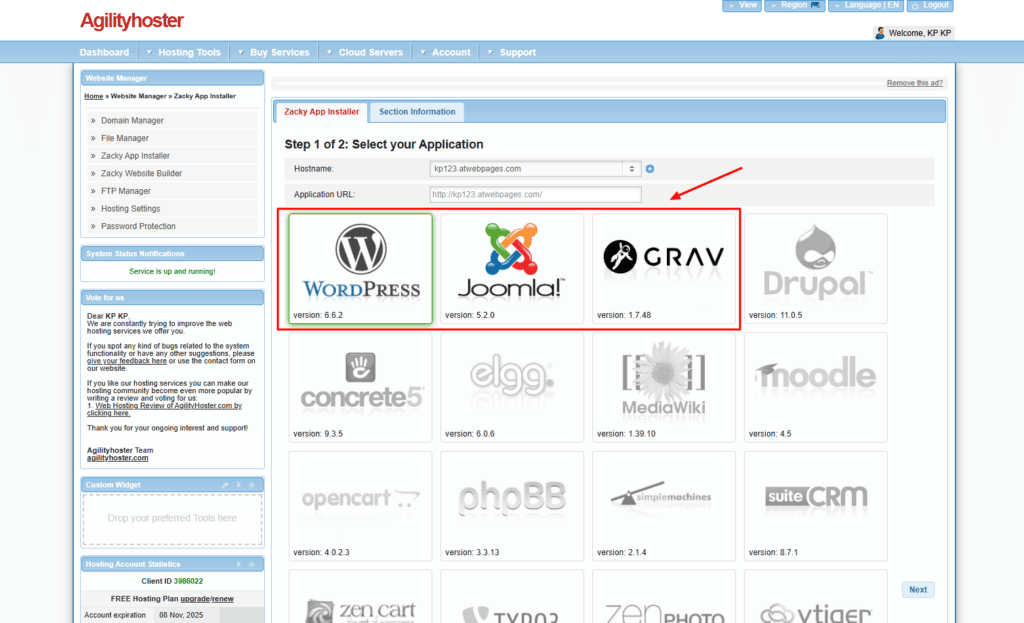 AgilityHoster App Installer
