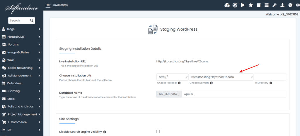 ByetHost - website staging