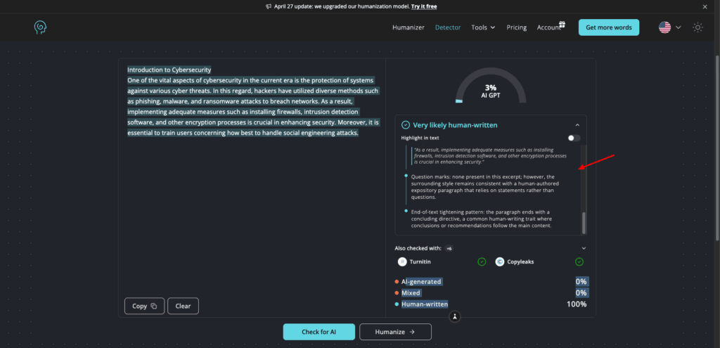 Humanize AI - detailed report
