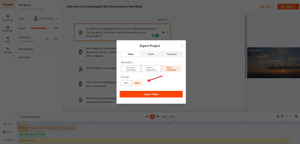 Lazybird AI Review (2026) - The True ElevenLabs Killer? 8 Lazybird AI - export options