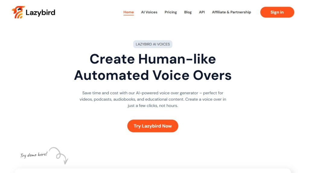 Lazybird AI Review (2026) - The True ElevenLabs Killer? 1 Lazybird AI Review - homepage