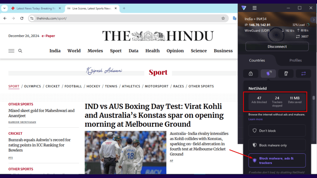 Proton VPN Review (2026) - Best Free VPN? 19 Netshield adblocker performance