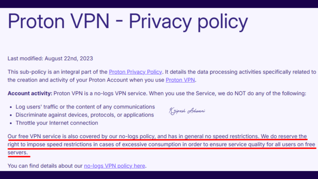 Proton VPN Review (2026) - Best Free VPN? 8 Proton VPN bandwidth throttling statement