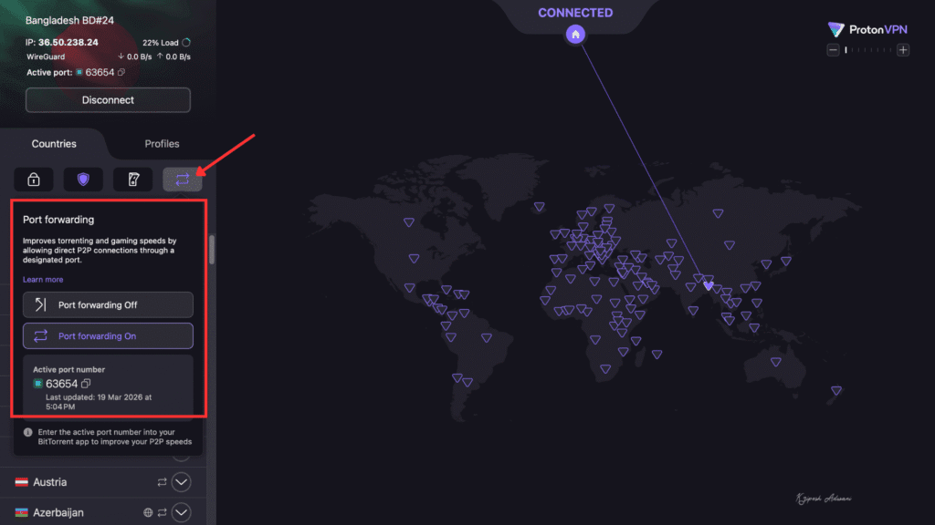 Proton VPN port forwarding
