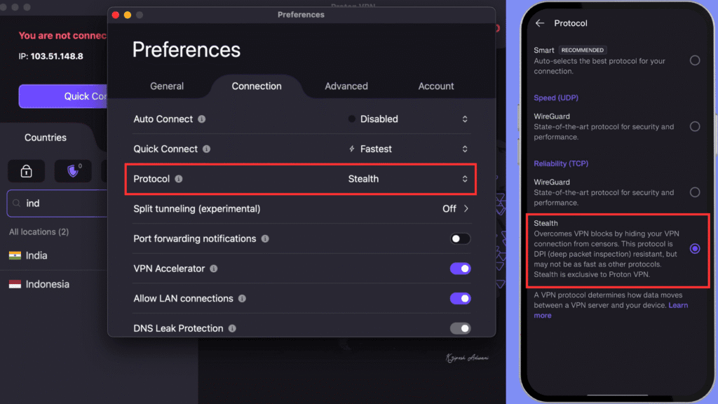 ProtonVPN: Enable Stealth Protocol
