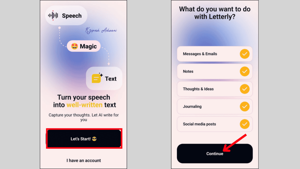 Step 2 Sign-in to Letterly