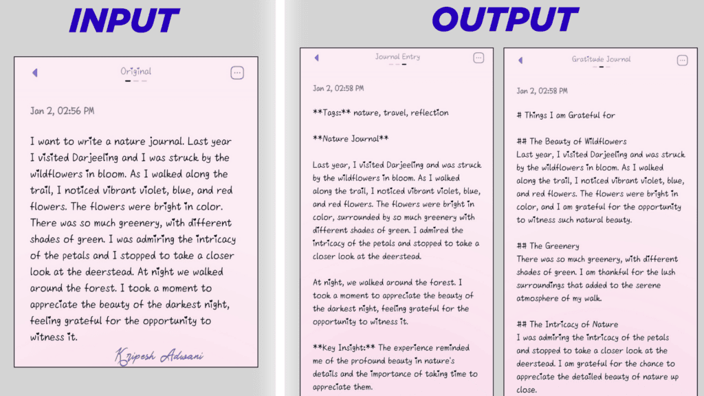 Voice to Journal Output