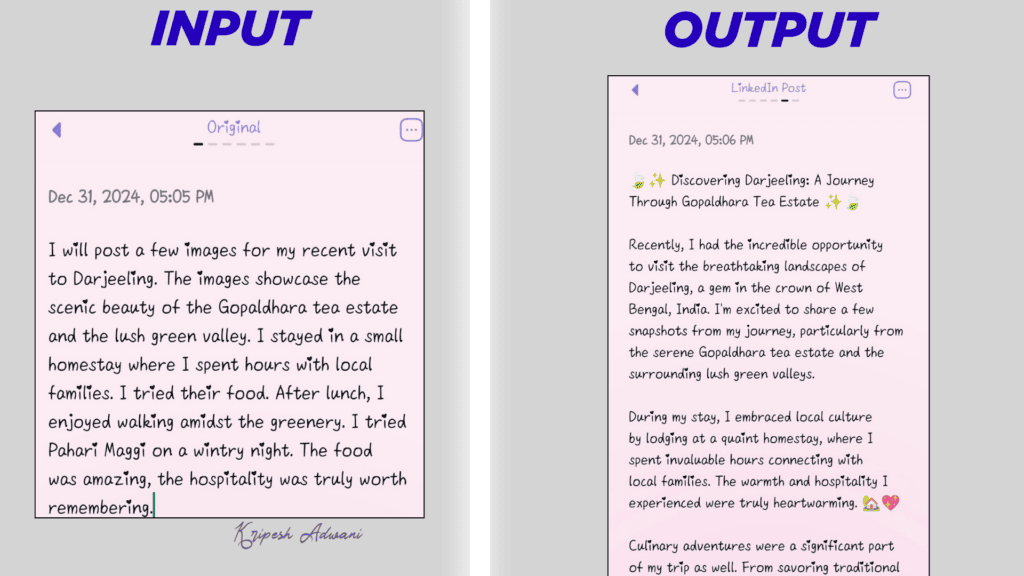 Voice to LinkedIn Post Output