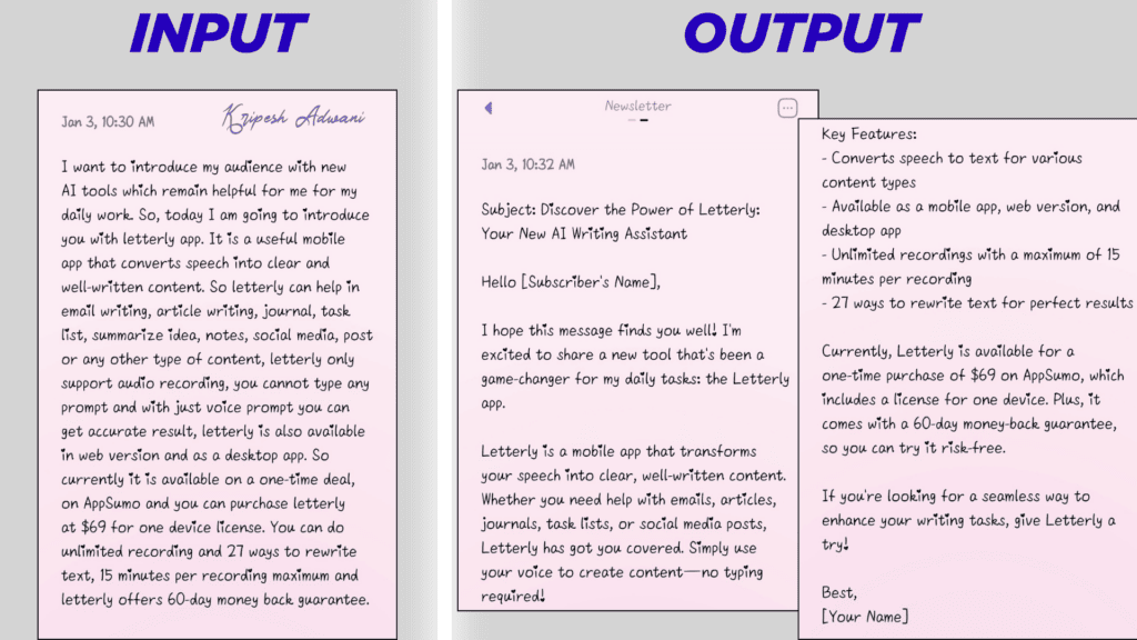 Voice to Newsletter Output