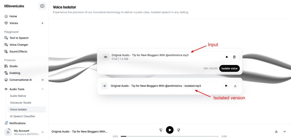 ElevenLabs Voice Isolator