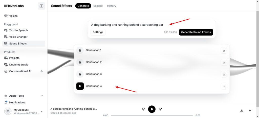 ElevenLabs - sound effects generation