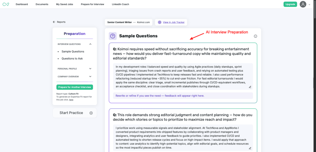 Enhancv - AI interview preparation
