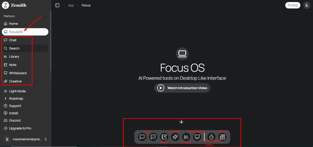 Zemith AI Review (2026) - King Of AIO AI Tools? 7 FocusOS dashboard