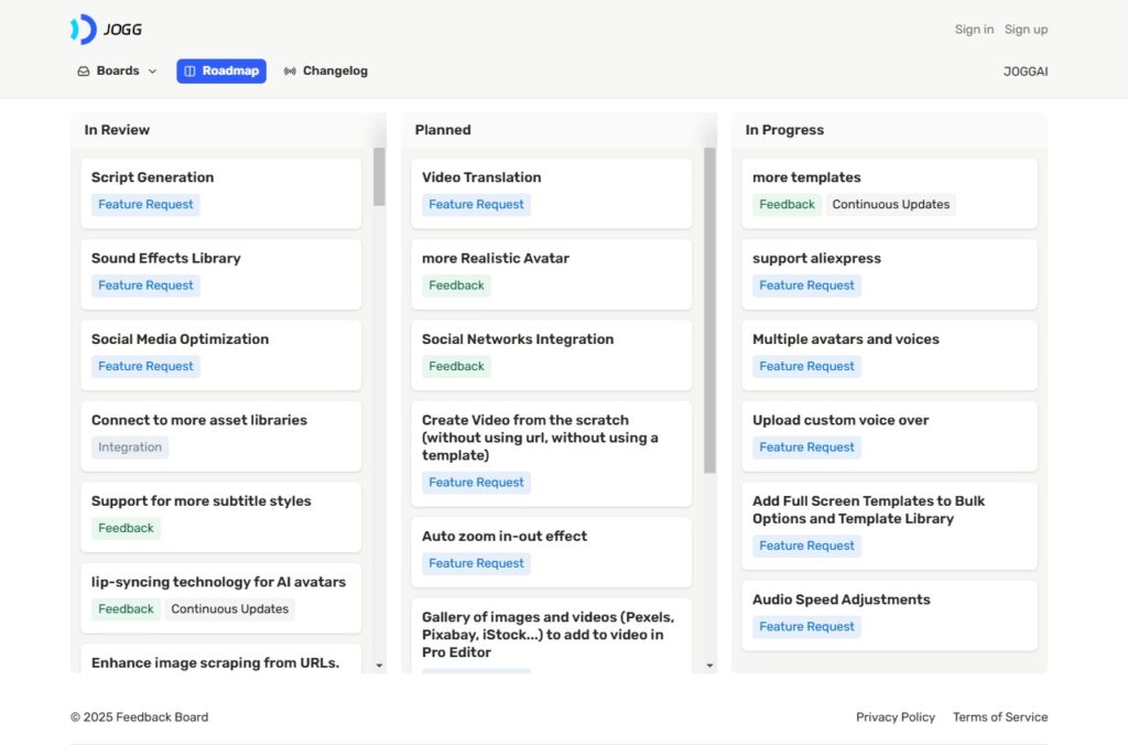 JoggAI Review (2026) - Best AI Video Creator Right Now? 21 JoggAI - roadmap