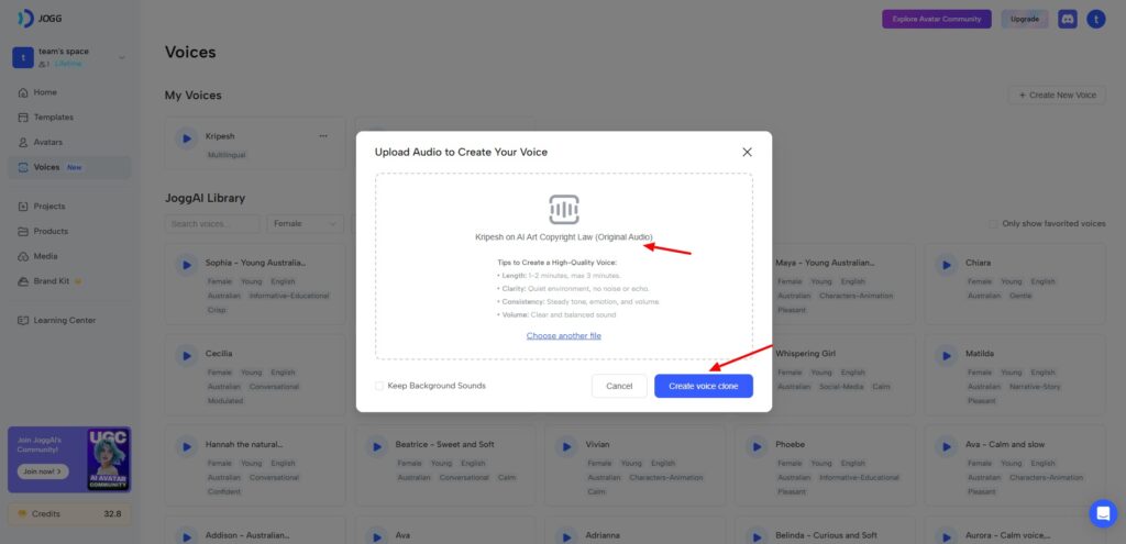 JoggAI Review (2026) - Best AI Video Creator Right Now? 14 JoggAI - voice cloning