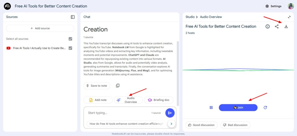 NotebookLM - audio overview