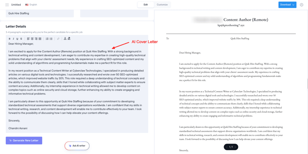 Resume.io - AI Cover Letter
