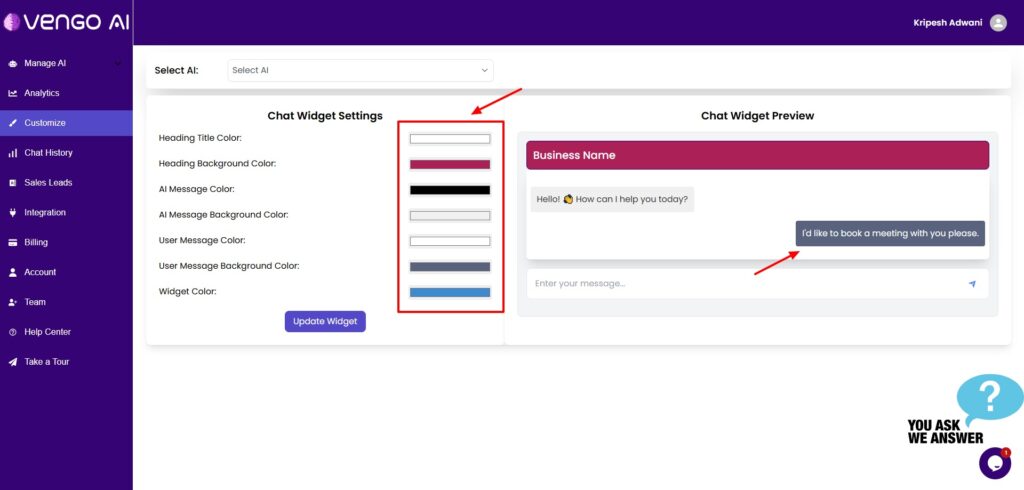 Vengo AI Review (2026) - Build AI Sales Agent For Cheap 2 Vengo AI - chat widget customization settings