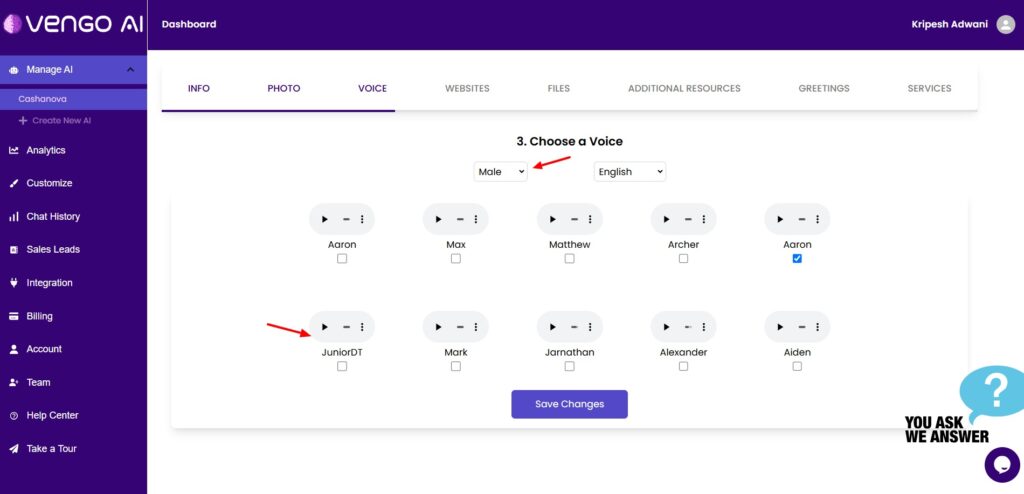 Vengo AI Review (2026) - Build AI Sales Agent For Cheap 12 Vengo AI - voice options