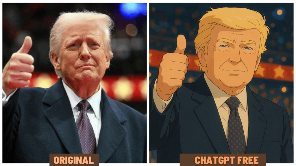 9 Best Free Ghibli Image Generators (100% Working) 4 ChatGPT - Ghibli style Donald Trump image
