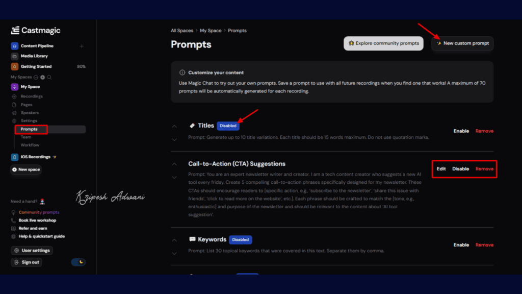 Custom Prompt Output