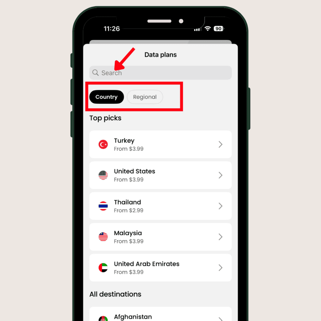 How to Use eSIM While Traveling (2026): Step-by-Step Guide to Avoid Roaming Charges 3 Step 2 Select Your Region