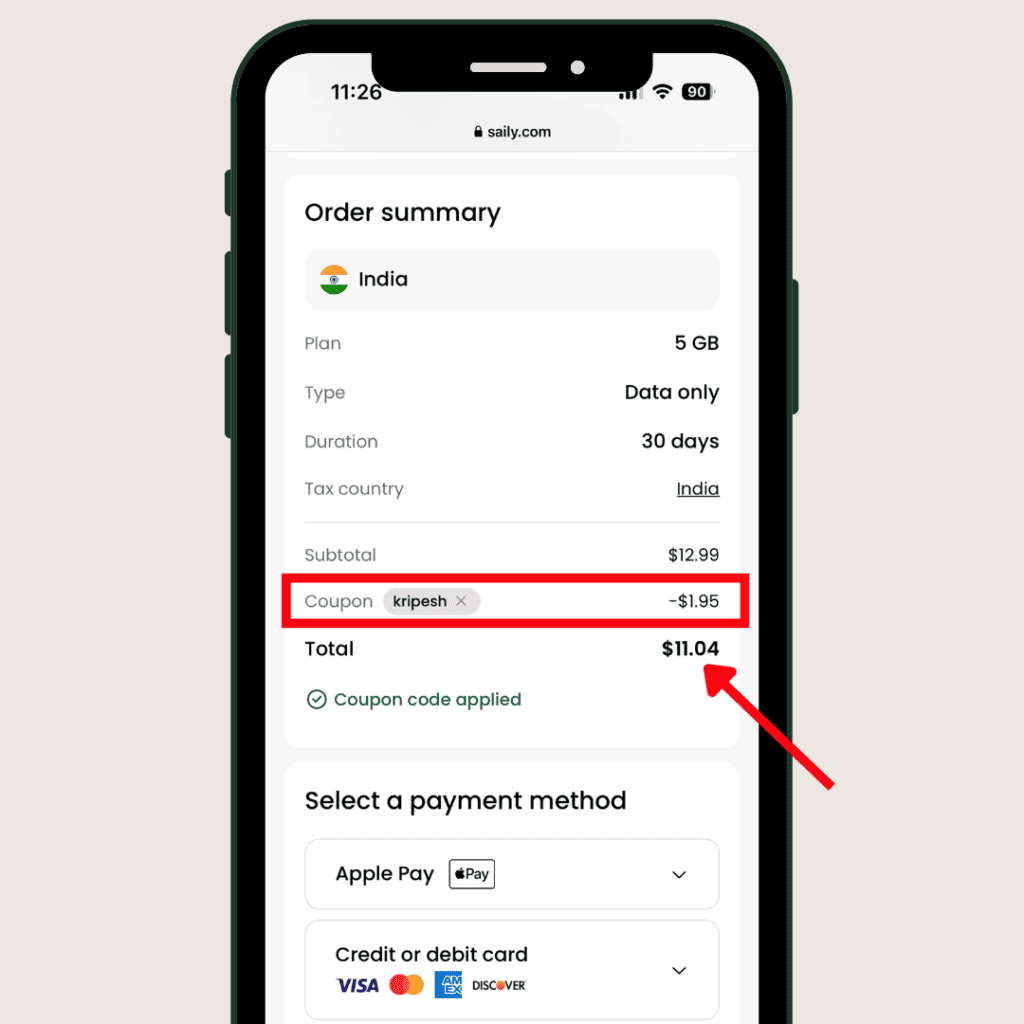 How to Use eSIM While Traveling (2026): Step-by-Step Guide to Avoid Roaming Charges 5 Step 4 Enter Coupon Code